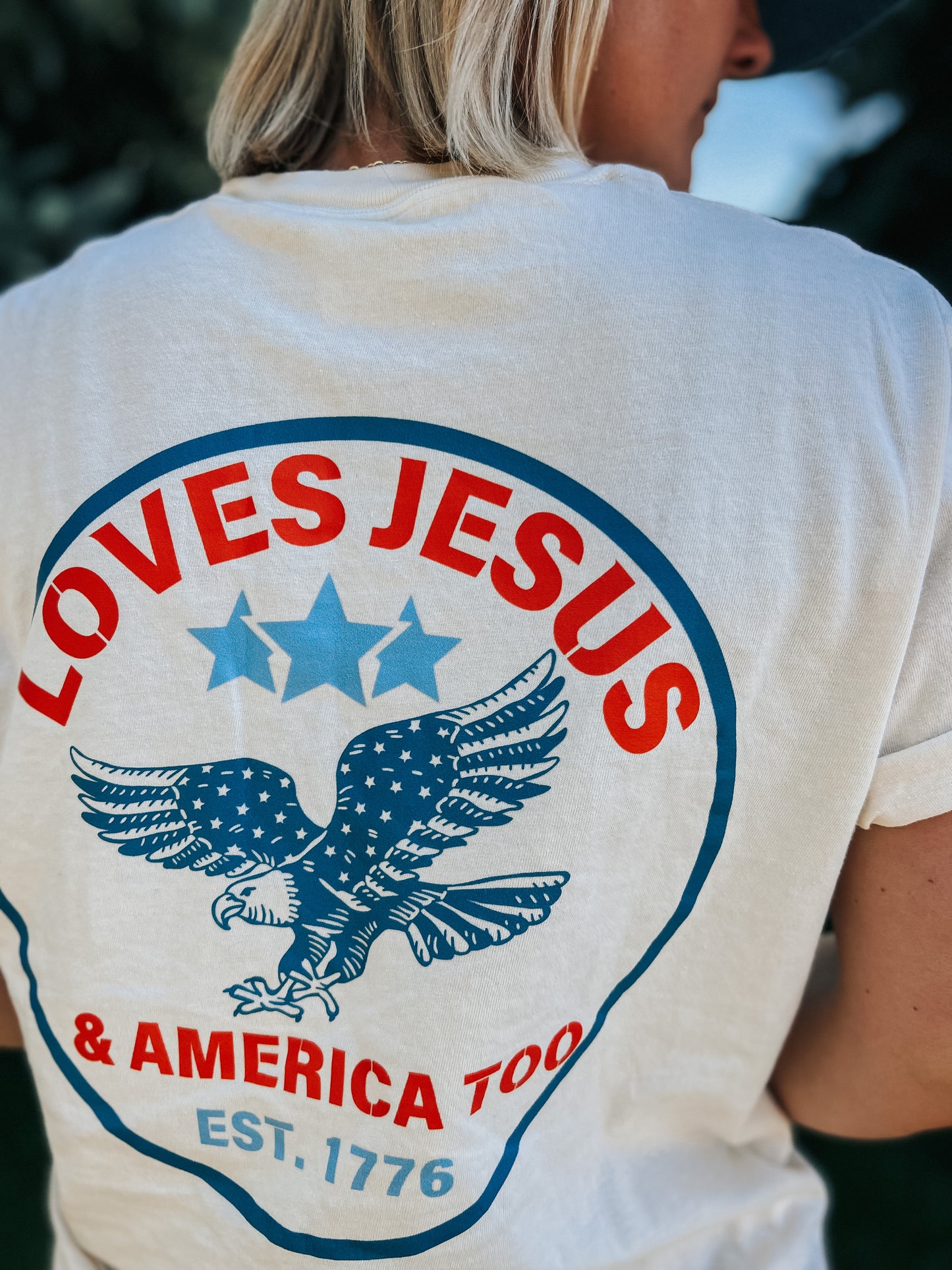 Loves Jesus & America Too Pocket Tee